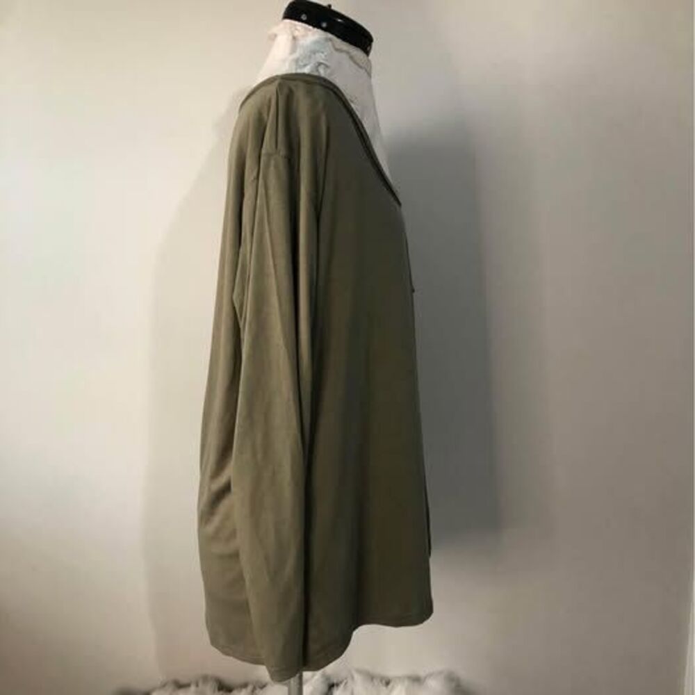 Blouse NWOT 2X Long Sleeve Blouse Pocket green 23” p-p, 27” length C5840 - Picture 3 of 5